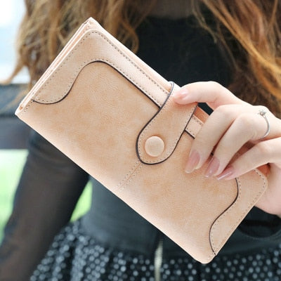 Wallets Retro Nubuck Leather Women's Long Wallets Clutch Female Hasp Purse Vintage Money Bag Carteira Card Holder